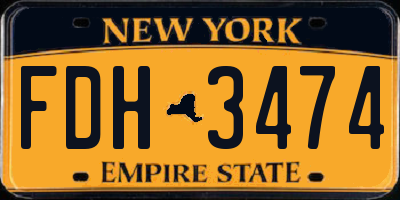 NY license plate FDH3474