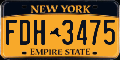 NY license plate FDH3475