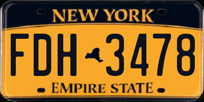 NY license plate FDH3478