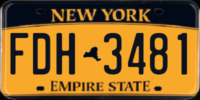 NY license plate FDH3481