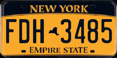 NY license plate FDH3485