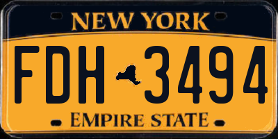 NY license plate FDH3494