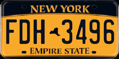 NY license plate FDH3496
