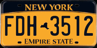 NY license plate FDH3512
