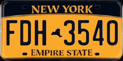 NY license plate FDH3540