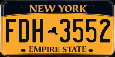 NY license plate FDH3552