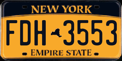 NY license plate FDH3553