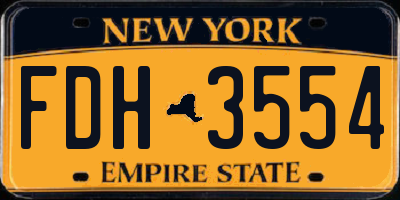 NY license plate FDH3554