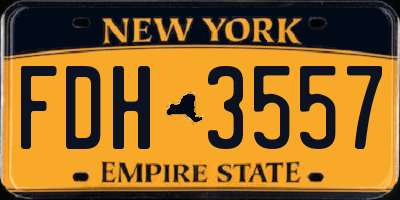 NY license plate FDH3557