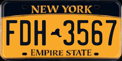 NY license plate FDH3567