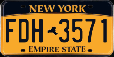 NY license plate FDH3571