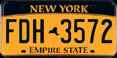 NY license plate FDH3572