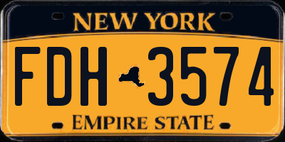 NY license plate FDH3574