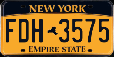 NY license plate FDH3575