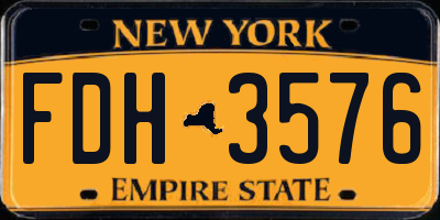 NY license plate FDH3576