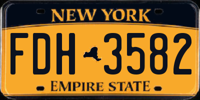 NY license plate FDH3582