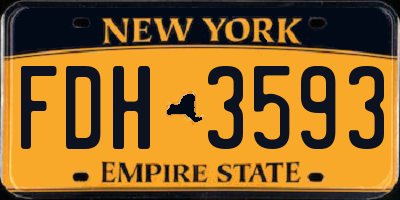NY license plate FDH3593