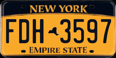 NY license plate FDH3597