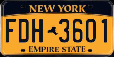NY license plate FDH3601