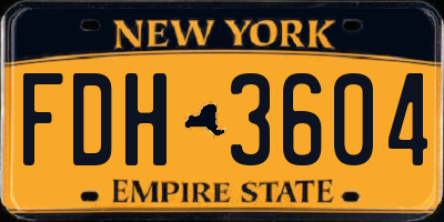 NY license plate FDH3604