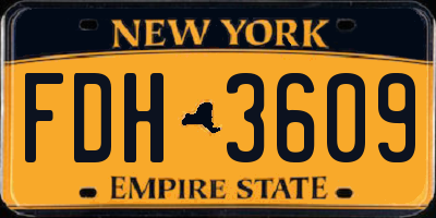 NY license plate FDH3609
