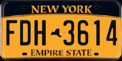 NY license plate FDH3614