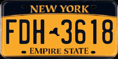 NY license plate FDH3618