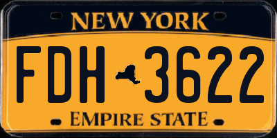 NY license plate FDH3622