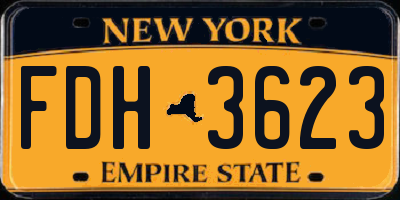 NY license plate FDH3623