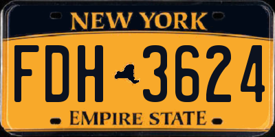 NY license plate FDH3624