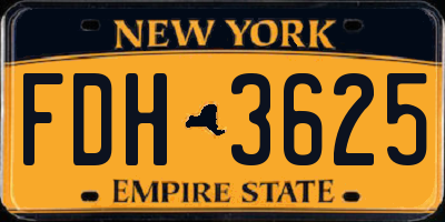 NY license plate FDH3625
