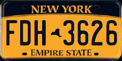 NY license plate FDH3626