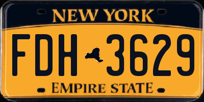 NY license plate FDH3629