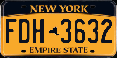 NY license plate FDH3632