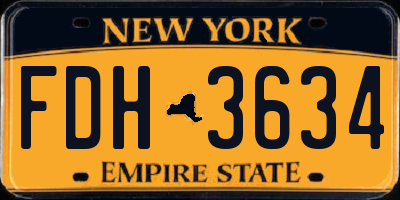 NY license plate FDH3634