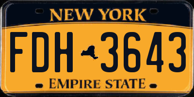 NY license plate FDH3643