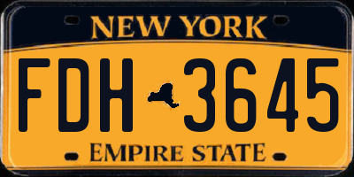 NY license plate FDH3645