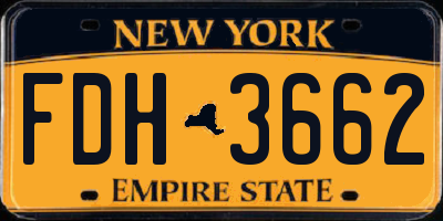 NY license plate FDH3662