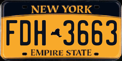 NY license plate FDH3663