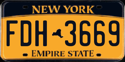 NY license plate FDH3669