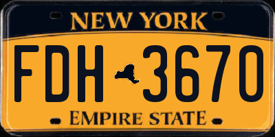 NY license plate FDH3670