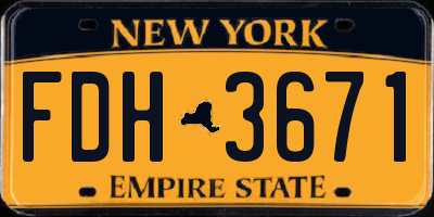 NY license plate FDH3671