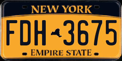 NY license plate FDH3675