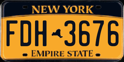 NY license plate FDH3676