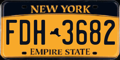 NY license plate FDH3682