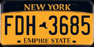 NY license plate FDH3685