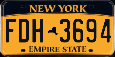 NY license plate FDH3694