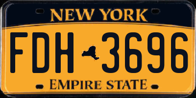 NY license plate FDH3696