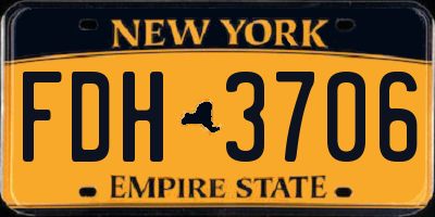 NY license plate FDH3706