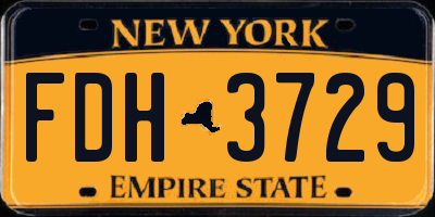 NY license plate FDH3729